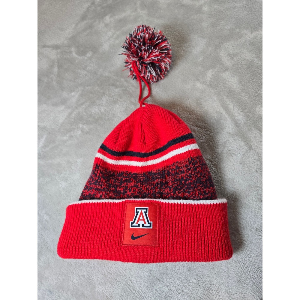 Nike Arizona Wildcats Beanie Cuffed‎ Pom Hat Cap One Size Red Black